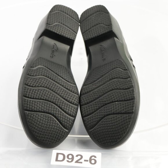 Clarks Womens Angie Pearl Loafers Size 7 M Black Leather Booties Shoe Block Heel - Picture 8 of 12